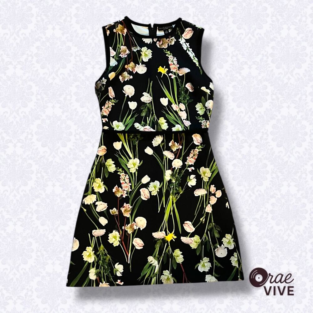 Victoria Beckham for Target Black Floral Sleeveless Cocktail Dress XS